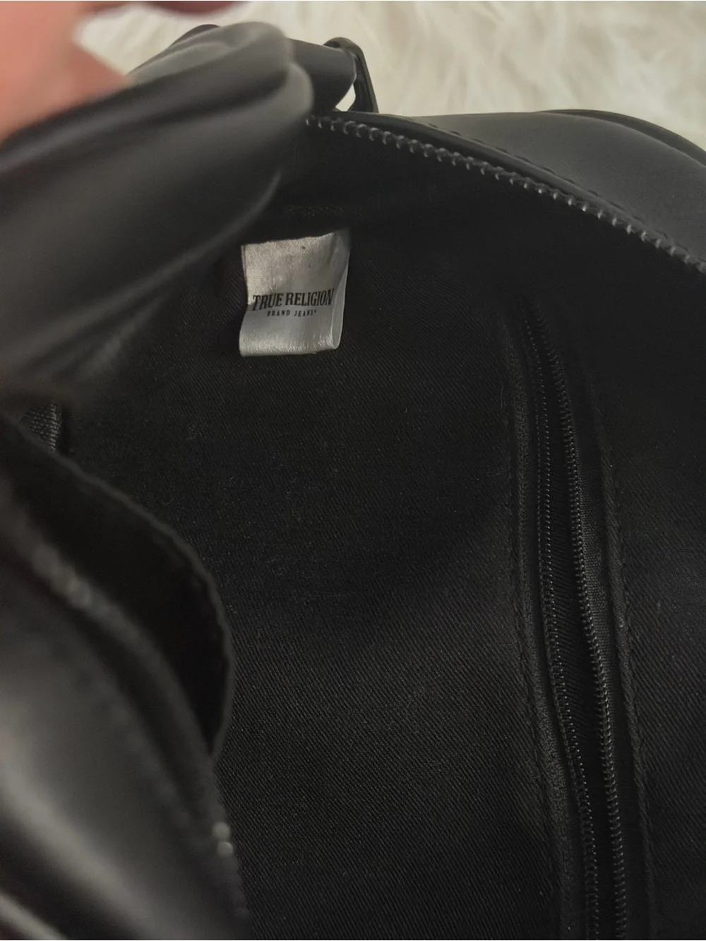 True Religion Matte Black Signature Crossbody Camera Bag